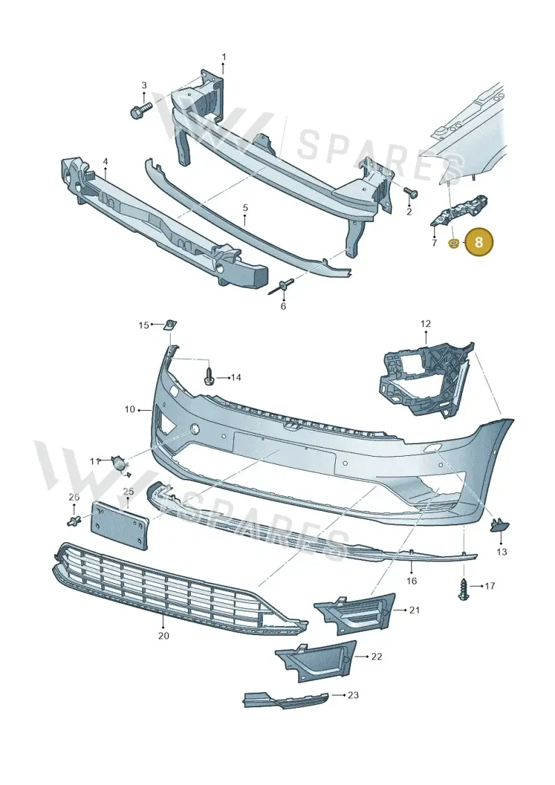 WHT007644 — Volkswagen Golf Sportsvan 1.6 (2014-2020) diagram 780807000, position 8
