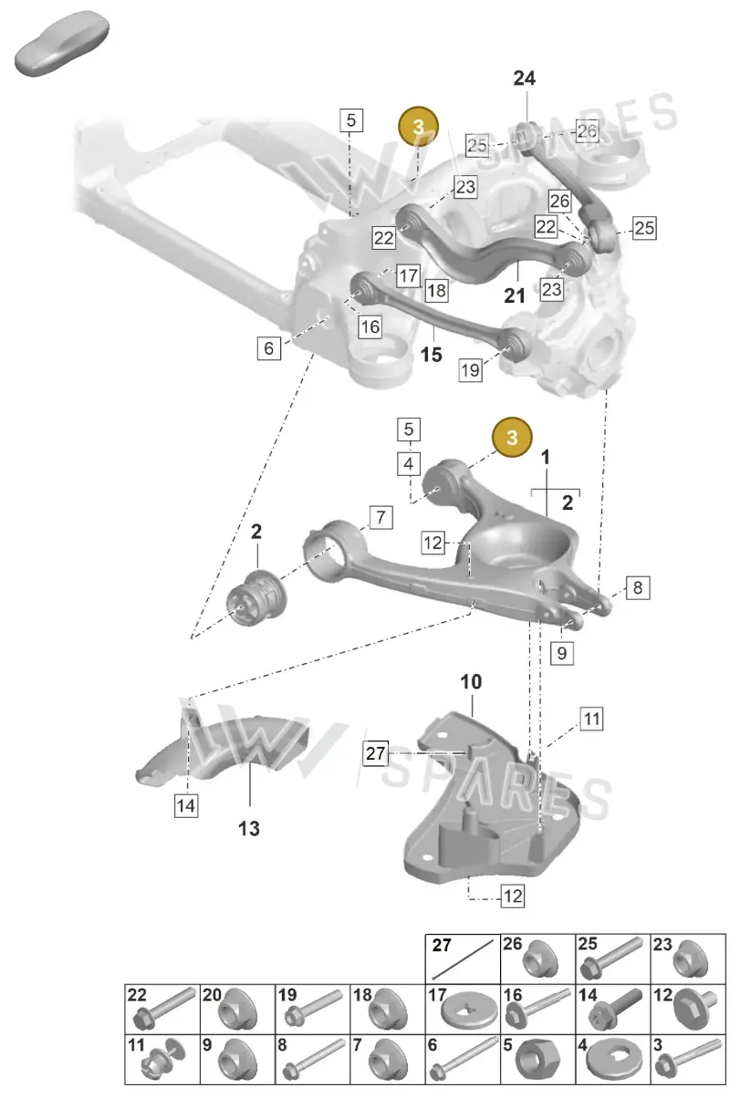 WHT007646 — Porsche Taycan Sport Turismo (2019-2024) diagram p56501050, position 3