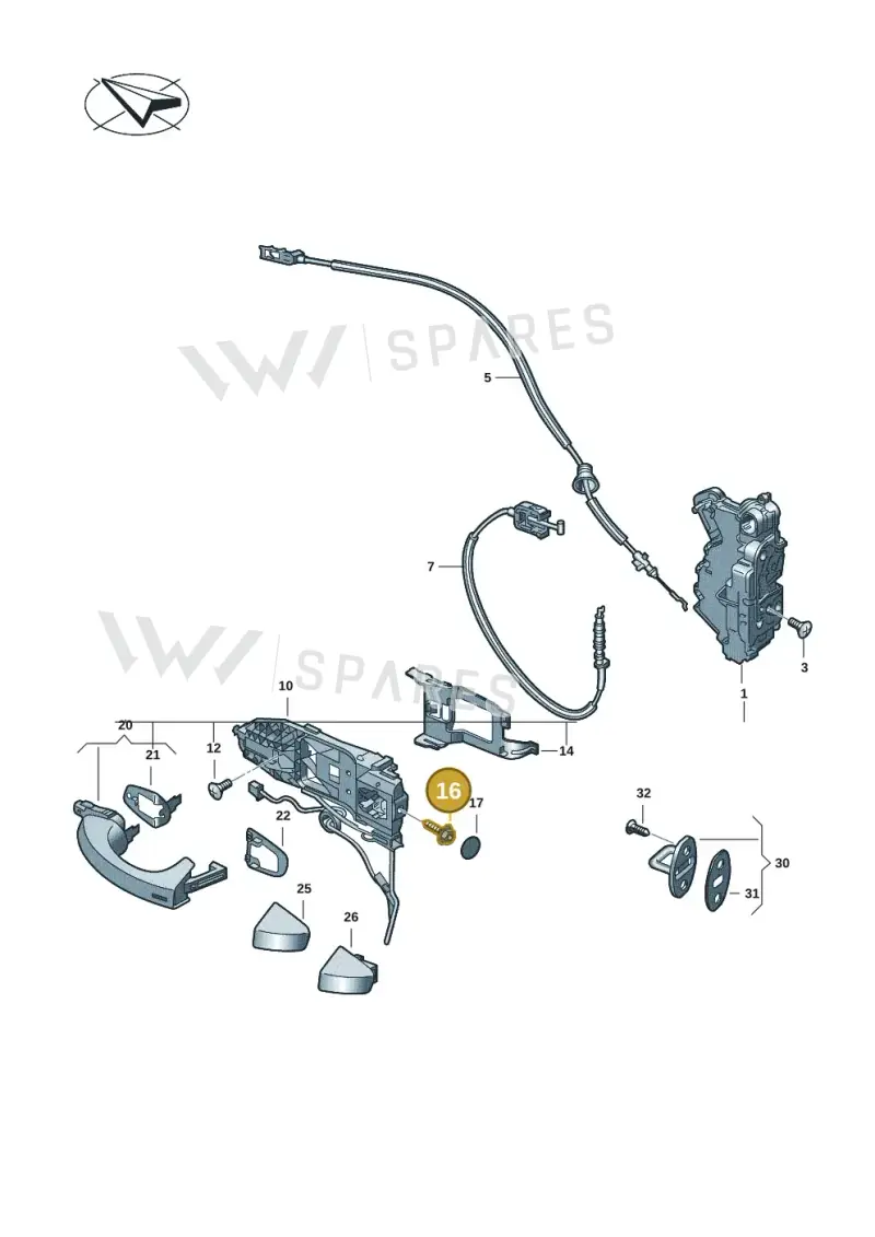 WHT007788 — Volkswagen T-Roc Cabriolet (2019-2025) diagram 2gk837000, position 16