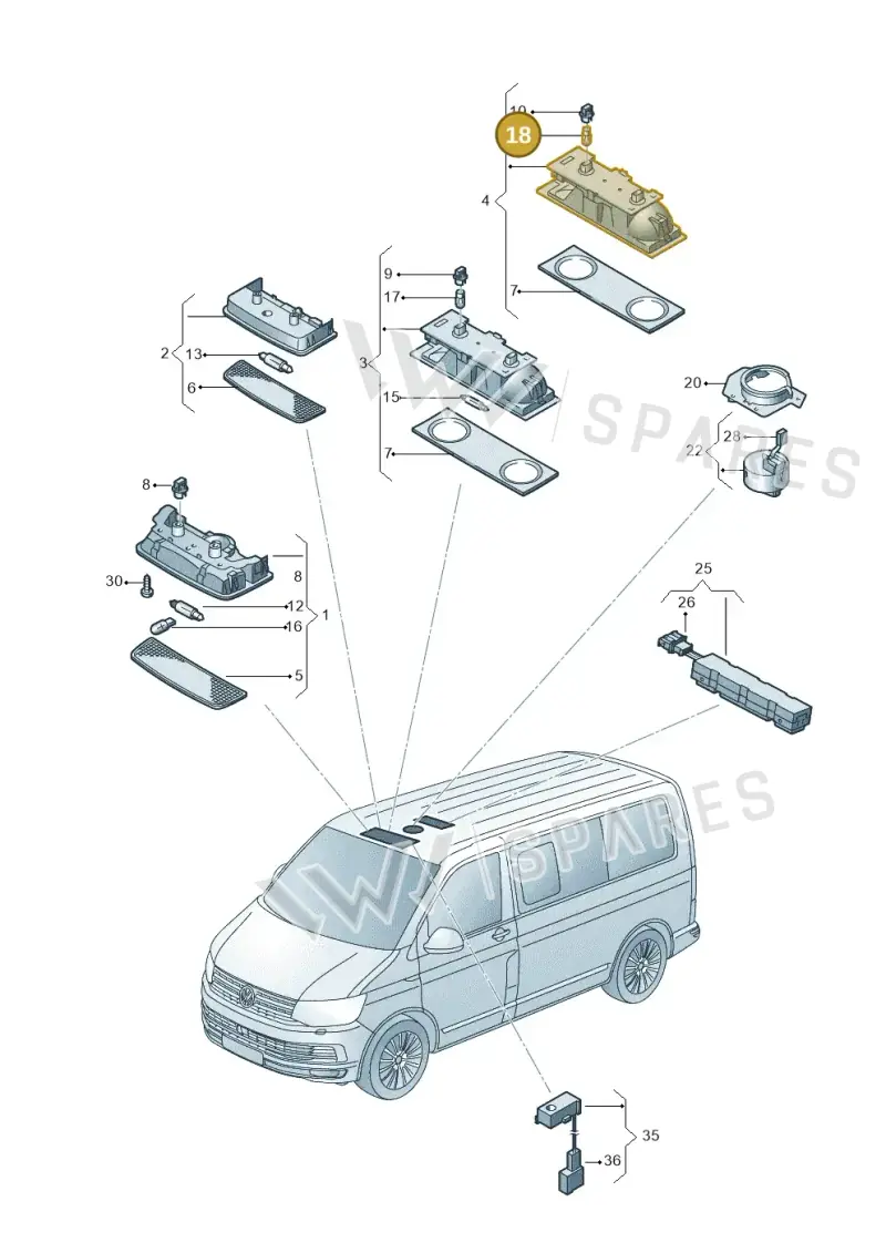 WHT007835 — Volkswagen Caravelle (2015-2019) diagram 861947000, position 18