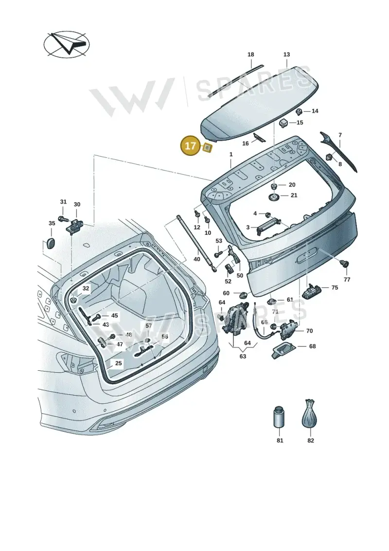 WHT008234A — Volkswagen ID.7 Limousine Pro (2023-) diagram 14b827100, position 17