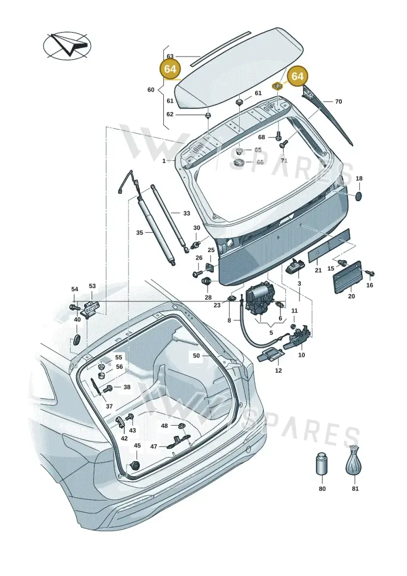 WHT008234A — Volkswagen Tiguan 2.0 (2023-) diagram 57x827000, position 64