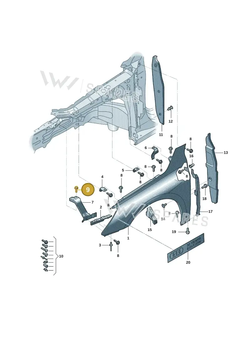 WHT008301 — Audi A3 (2020-) diagram 8yx821000, position 9