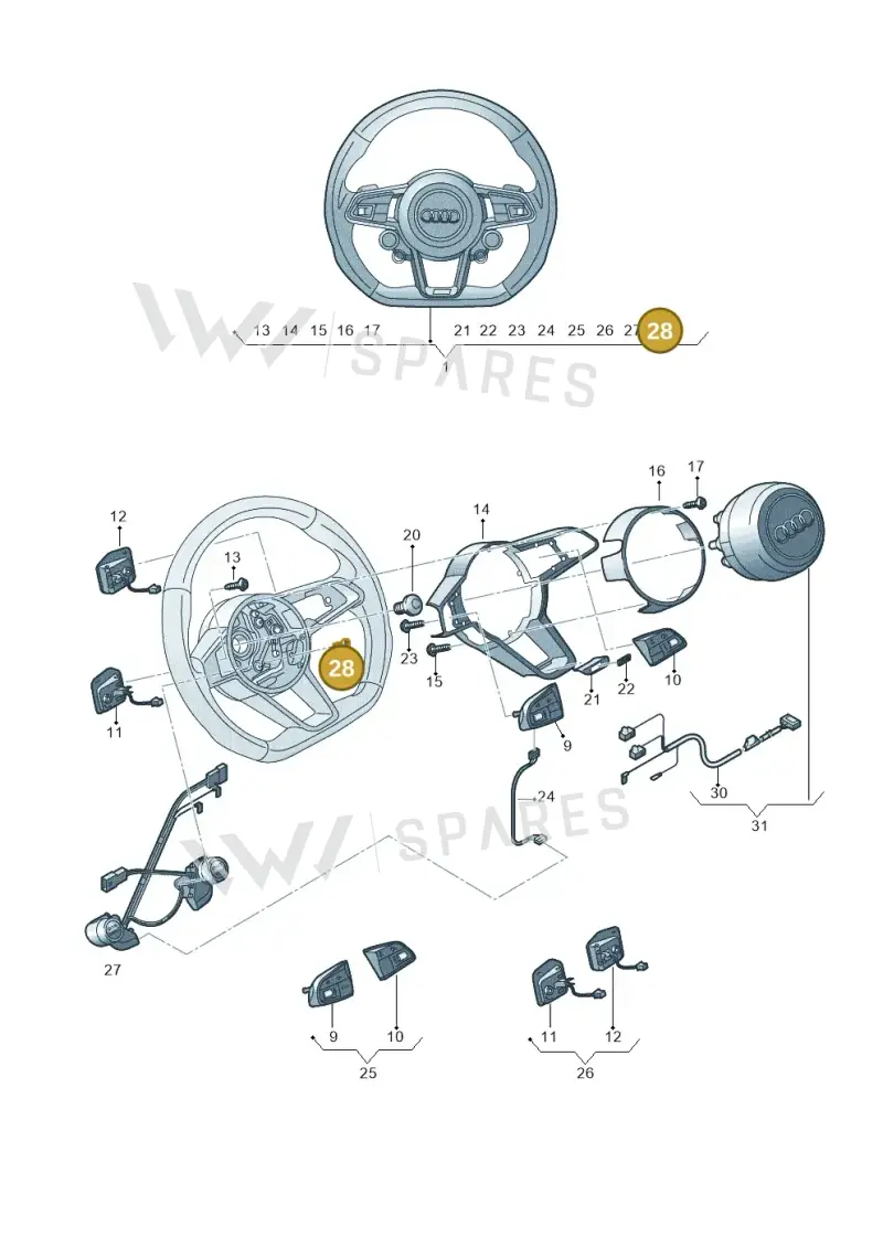 WHT008420 — Audi R8 Spyder (2015-2024) diagram 872419100, position 28
