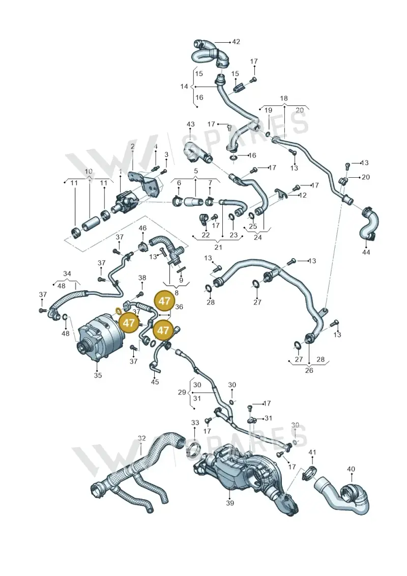 WHT008729A — Audi A8 (2017-2025) diagram 838121032, position 47