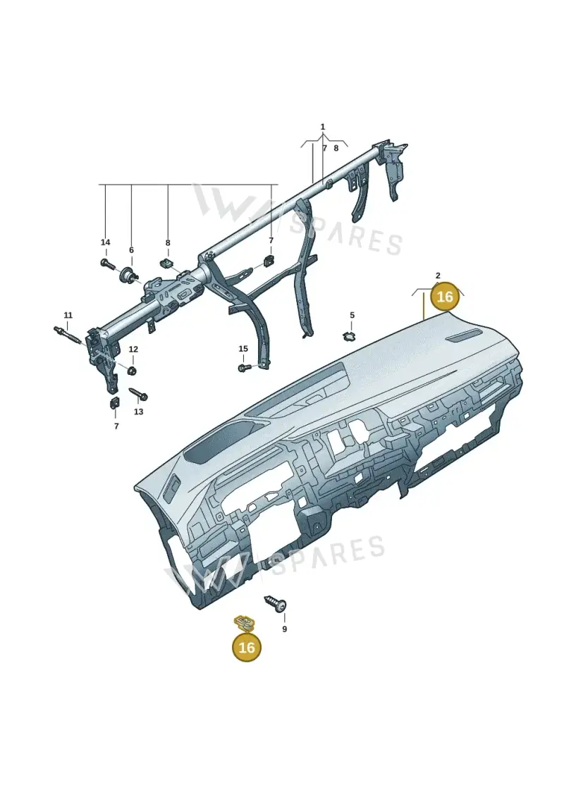 WHT008994 — Volkswagen Golf 2.0 BlueMotion (2019-2024) diagram 5h0857000, position 16