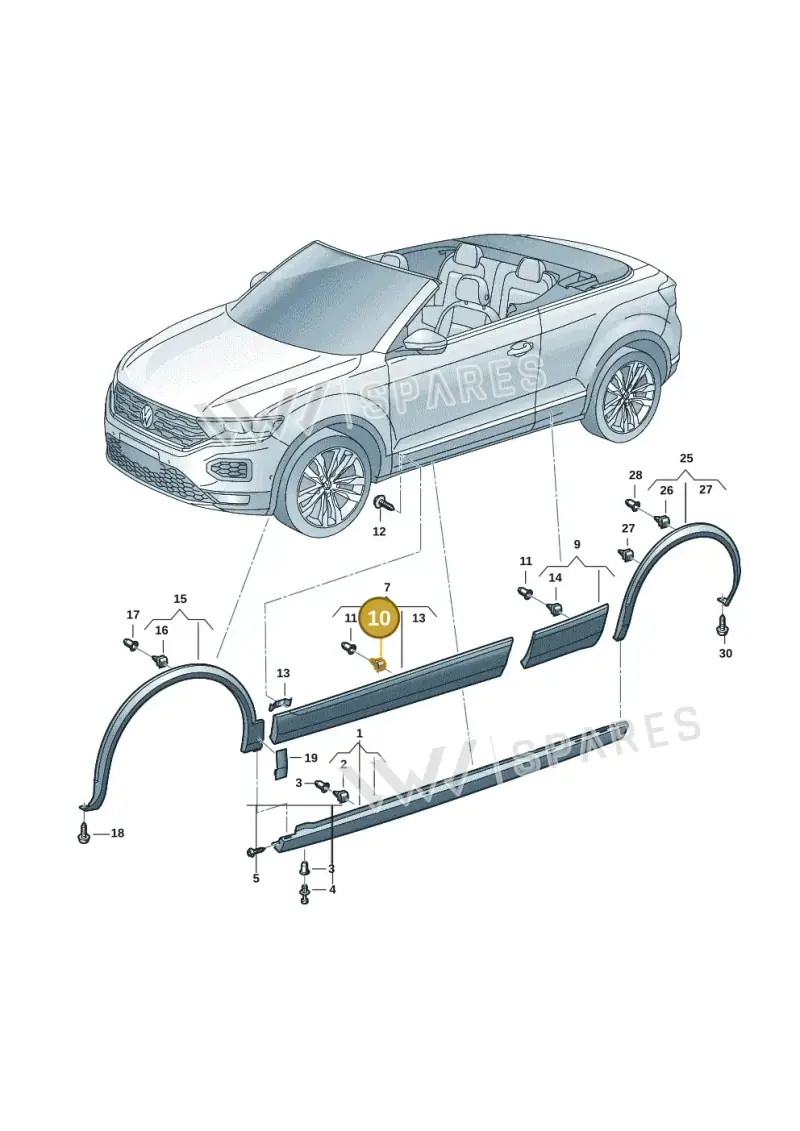 WHT009252 — Volkswagen T-Roc convertible 1.5 (2019-2024) diagram 2gk853040, position 10