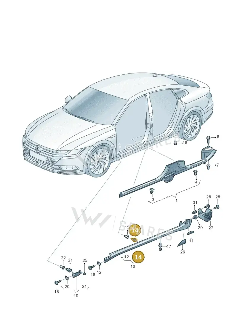 WHT009252 — Volkswagen Arteon (2017-2023) diagram 828853200, position 14
