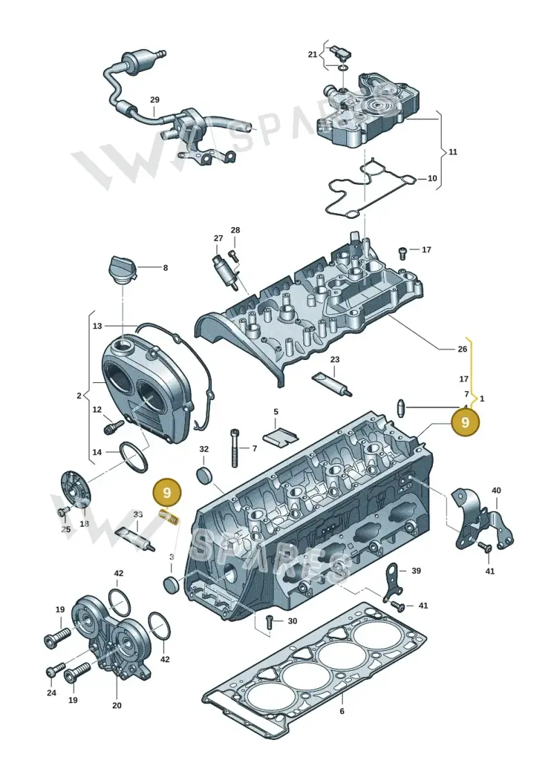 WHT009402A — Volkswagen Tiguan 2.0 (2023-) diagram 5h0103049, position 9