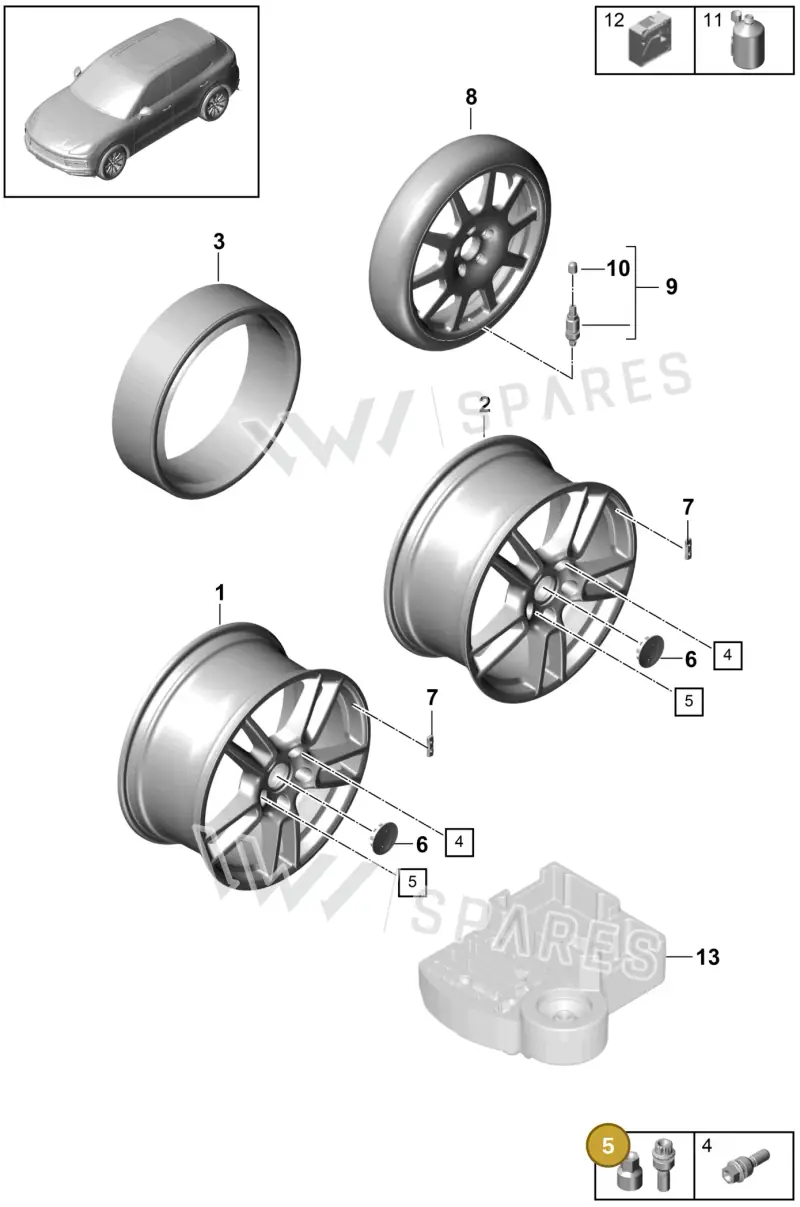 WHT010068A — Porsche Cayenne (2017-2023) diagram p51601000, position 5