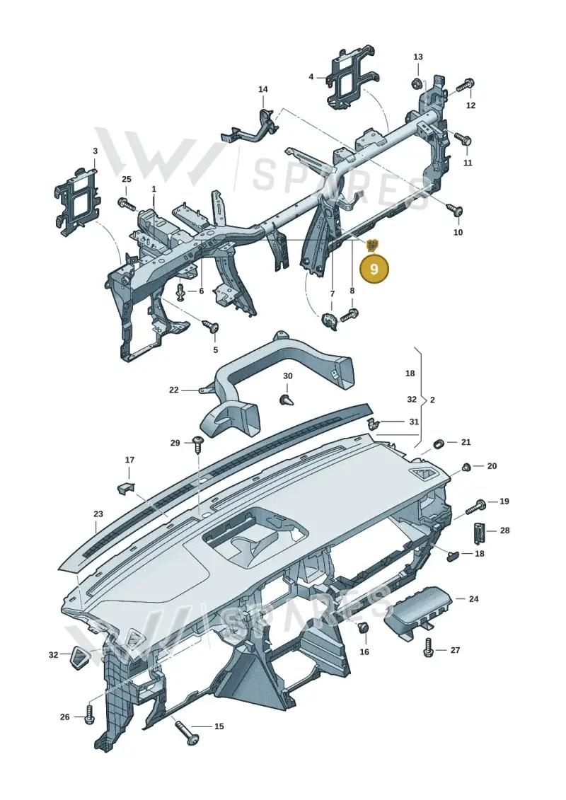 WHT010932 — Volkswagen Amarok twin cab (2022-) diagram 2hb857000, position 9