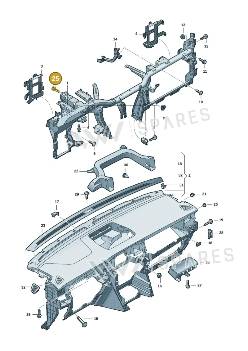 WHT011027 — Volkswagen Amarok twin cab (2022-) diagram 2hb857000, position 25